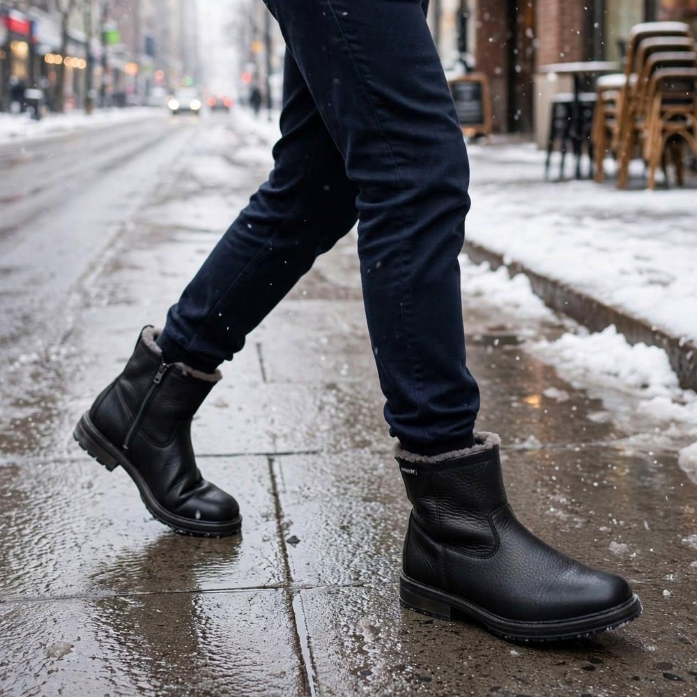 Mephisto Leonardo Montana Black Boots Mens 9 Shearling Lined Waterproof Ankle